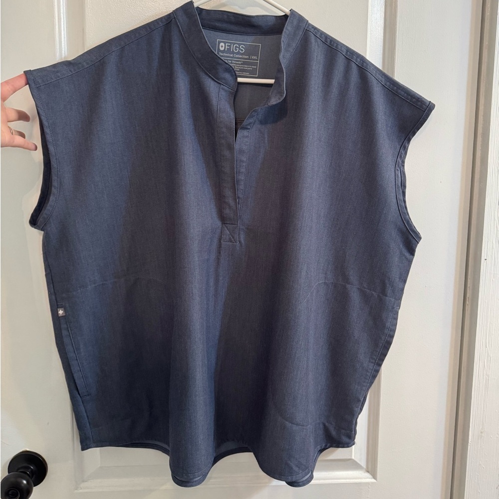 Figs Rafaela Oversized Scrub Top Heather Denim XXL 2X Limited Edition